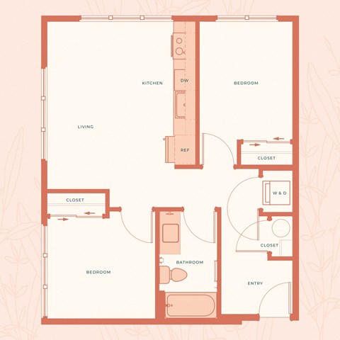The Warren in Spokane, WA Two Bedroom One Bathroom B Floor Plan